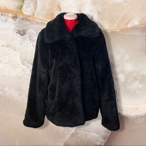2X Black Faux Fur Coat from F21